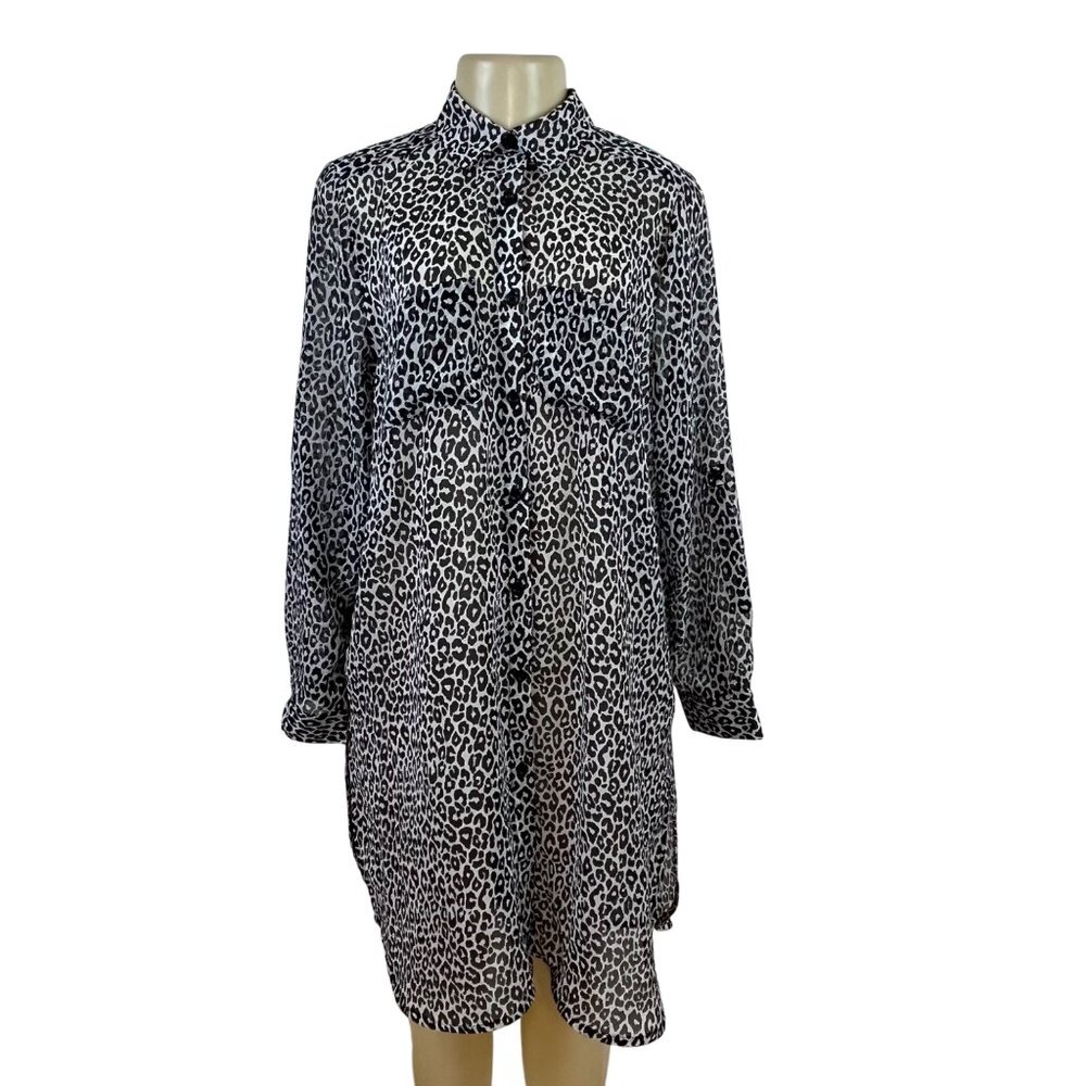 Jessica London Women's Black & White Button-Down Shirt Dress Sz 14W